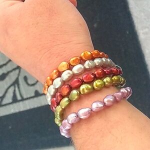 Honora Freashwater Genuine Peral Bracelets Stretch Bracelets (Set of 5) & Bag